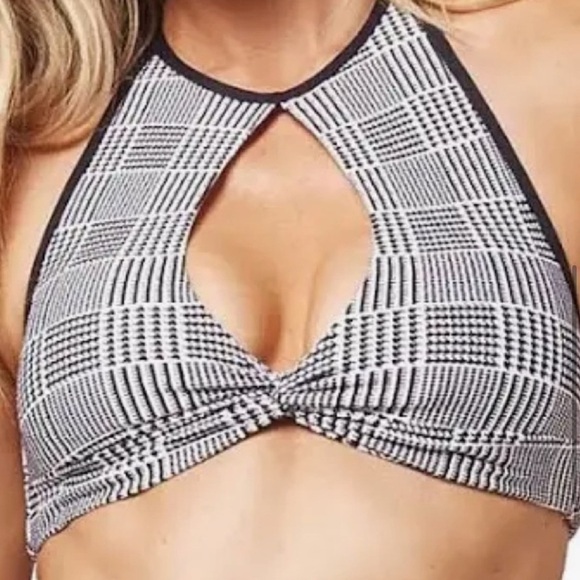 LSpace Black and White Halter Bikini Top NWT - Picture 4 of 8